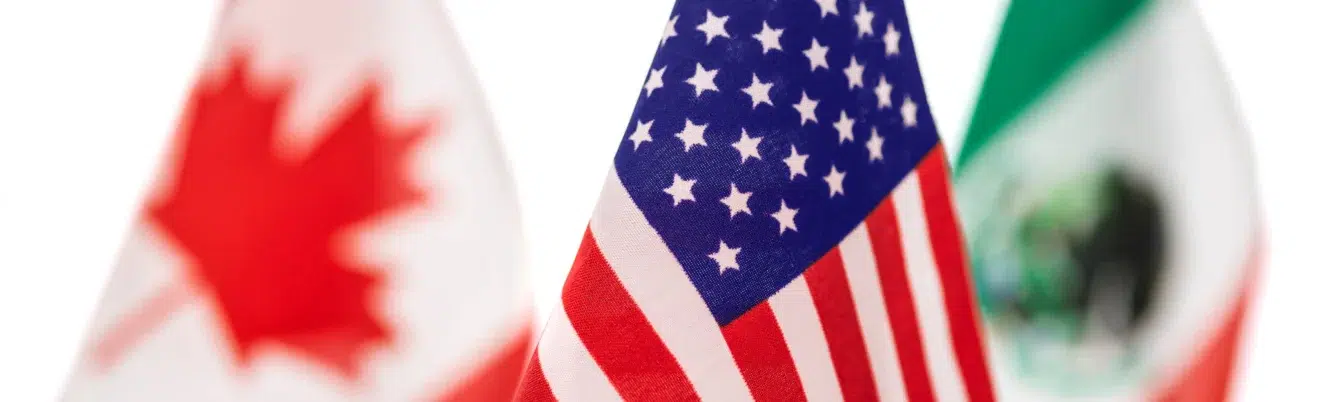 Canada, United States, Mexico flags